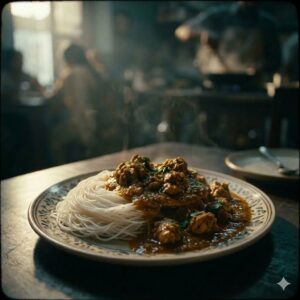 Idiappam with Chicken Curry